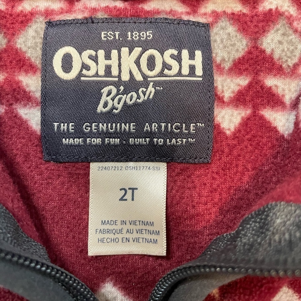 Boys OshKosh size 2T red fleece pullover - Picture 5 of 5